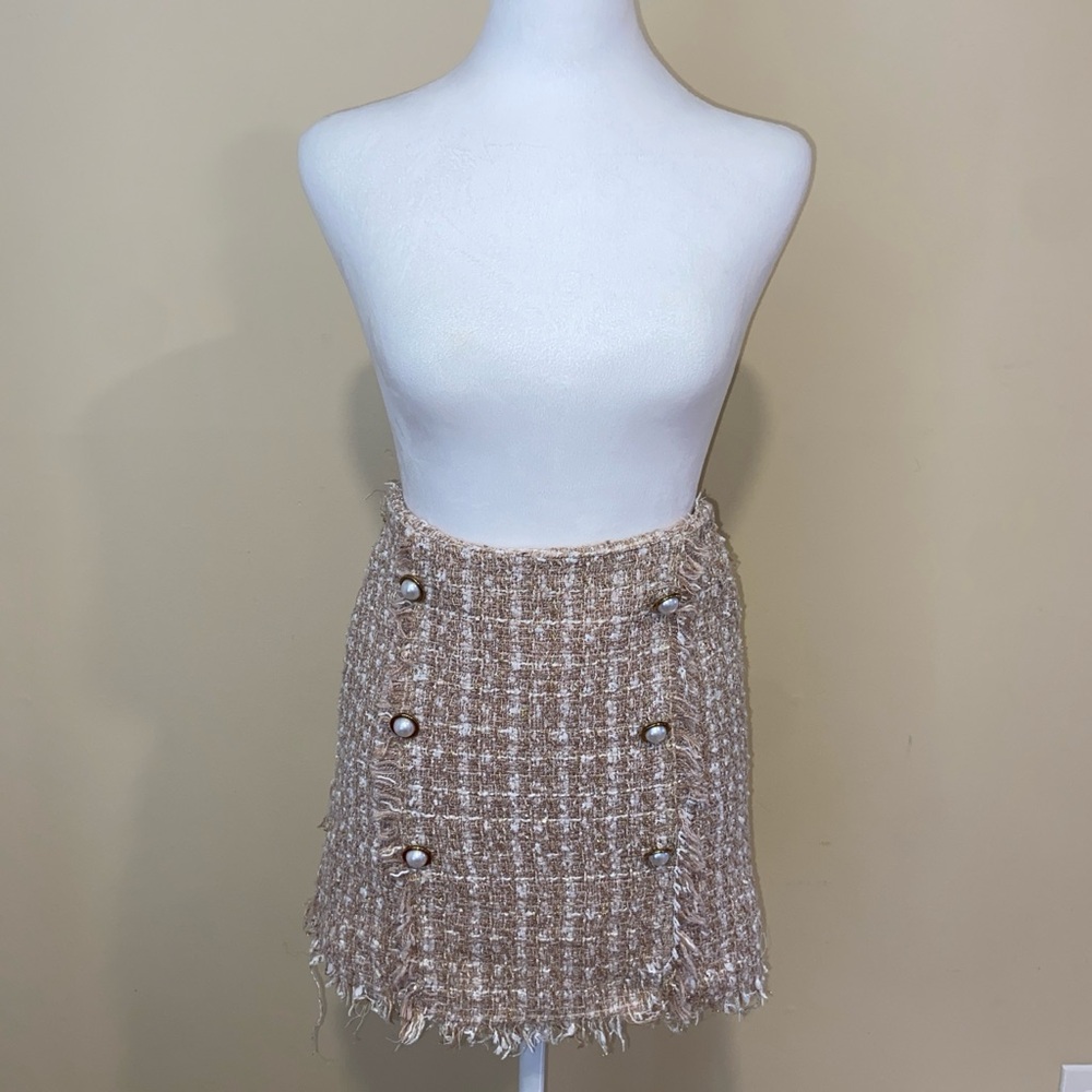 Storets Tweed Mini Skirt in Beige